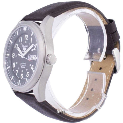 Orologio da uomo automatico in pelle marrone scuro SNZG09J1-LS11 di Seiko 5 Sports