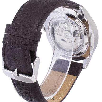 Orologio da uomo automatico in pelle marrone scuro SNZG09J1-LS11 di Seiko 5 Sports