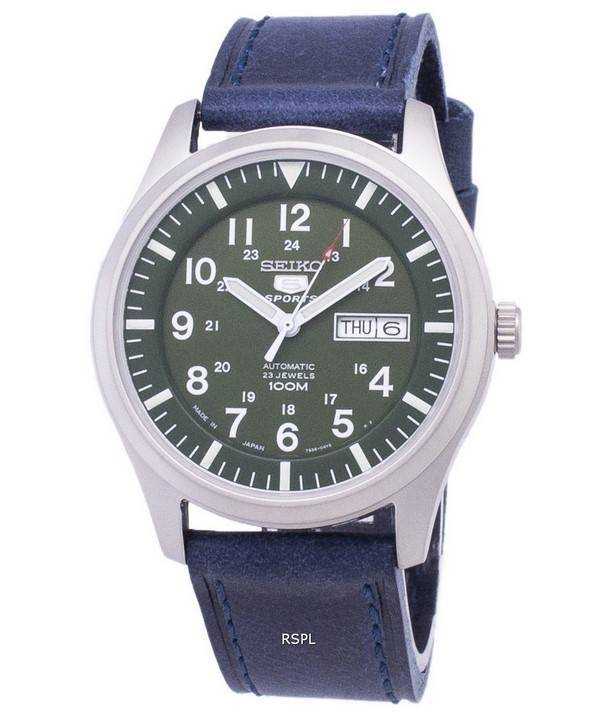 Seiko 5 Sports SNZG09J1-LS13 Orologio da uomo con cinturino in pelle color blu scuro
