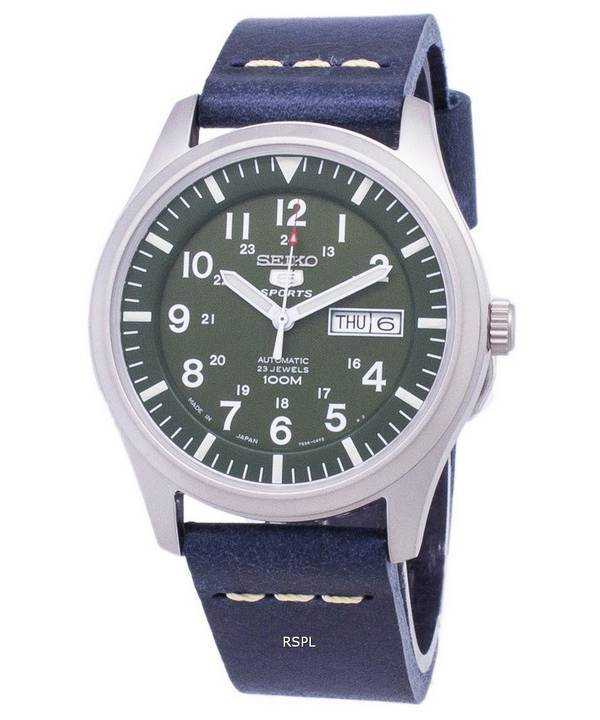 Seiko 5 Sports SNZG09J1-LS15 Orologio da uomo con cinturino in pelle color blu scuro
