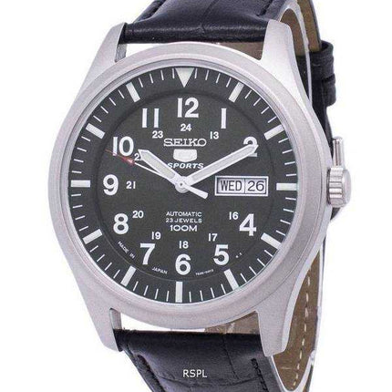 Orologio da uomo automatico in pelle con quadrante nero, marca SNZG09J1-LS6
