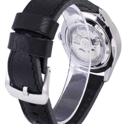 Orologio da uomo automatico in pelle con quadrante nero in pelle con quadrante in Giappone, marca Seiko 5 Sport SNZG09J1-LS8