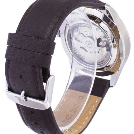 Orologio da uomo con quadrante automatico sportivo Seiko 5 SNZG09K1-LS11 in pelle marrone scuro