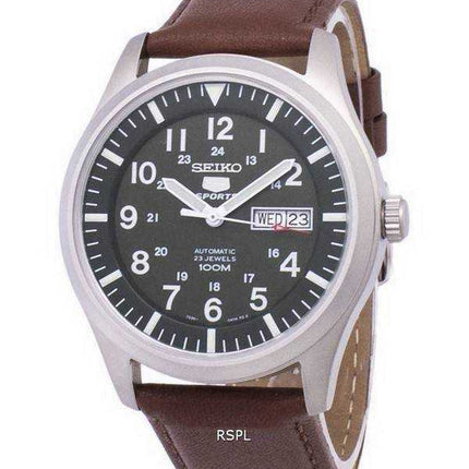 Orologio da uomo SNKG09K1-LS12 in pelle marrone con rapporto automatico sportivo Seiko 5
