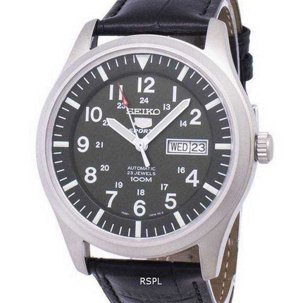 Orologio da uomo automatico in pelle nera SNZG09K1-LS6 con rapporto automatico sportivo Seiko 5