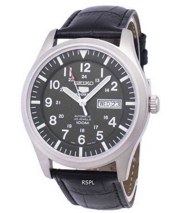 Orologio da uomo automatico in pelle nera SNZG09K1-LS6 con rapporto automatico sportivo Seiko 5