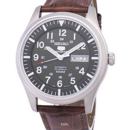 Orologio da uomo SNKG09K1-LS7 in pelle marrone con rapporto automatico sportivo Seiko 5