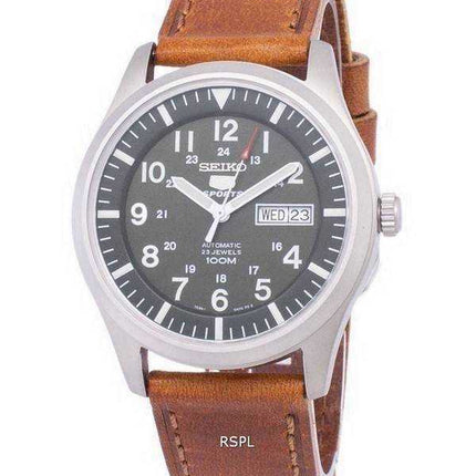 Orologio da uomo SNKG09K1-LS9 in pelle marrone con rapporto automatico sportivo Seiko 5