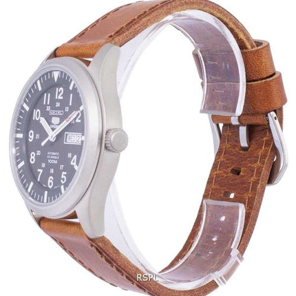 Orologio da uomo SNKG09K1-LS9 in pelle marrone con rapporto automatico sportivo Seiko 5