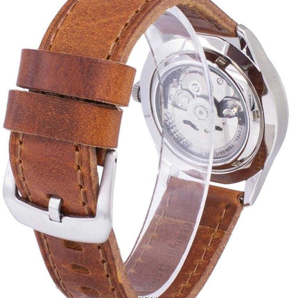 Orologio da uomo SNKG09K1-LS9 in pelle marrone con rapporto automatico sportivo Seiko 5