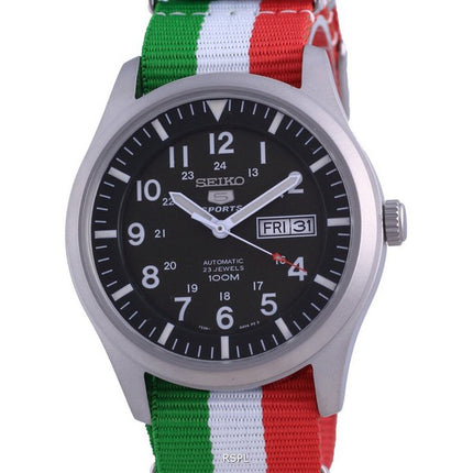Orologio da uomo Seiko 5 Sports militare automatico in poliestere SNZG09K1-var-NATO23 100M