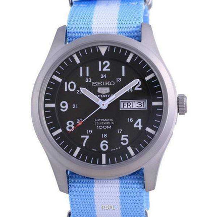 Orologio da uomo Seiko 5 Sports militare automatico in poliestere SNZG09K1-var-NATO24 100M
