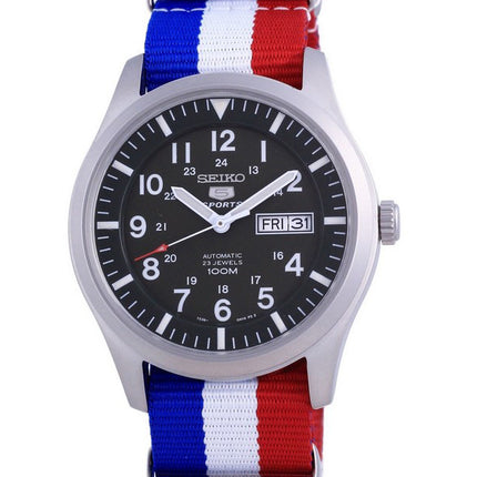 Orologio da uomo Seiko 5 Sports militare automatico in poliestere SNZG09K1-var-NATO25 100M