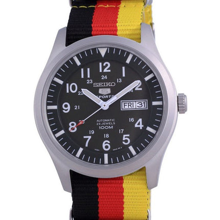 Orologio da uomo Seiko 5 Sports militare automatico in poliestere SNZG09K1-var-NATO26 100M