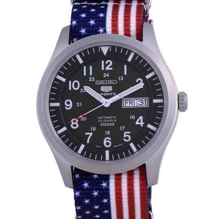 Orologio da uomo Seiko 5 Sports militare automatico in poliestere SNZG09K1-var-NATO27 100M
