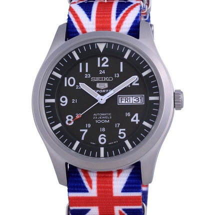 Orologio da uomo Seiko 5 Sports militare automatico in poliestere SNZG09K1-var-NATO28 100M