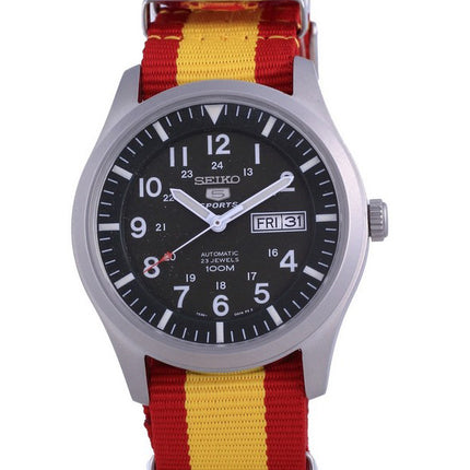 Orologio da uomo Seiko 5 Sports militare automatico in poliestere SNZG09K1-var-NATO29 100M