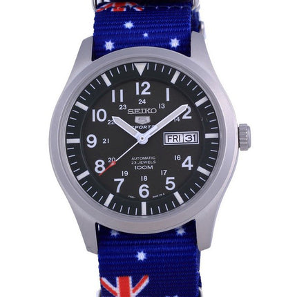 Orologio da uomo Seiko 5 Sports militare automatico in poliestere SNZG09K1-var-NATO30 100M
