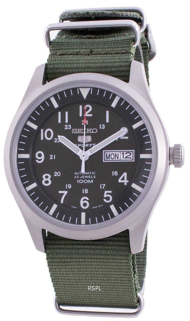 Orologio da uomo Seiko 5 Sports Military Automatic SNZG09K1-var-NATO9 100M