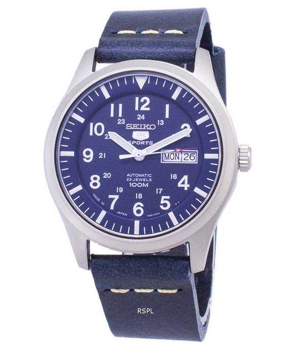 Seiko 5 Sports SNZG11J1-LS15 Orologio da uomo automatico cinturino in pelle blu scuro