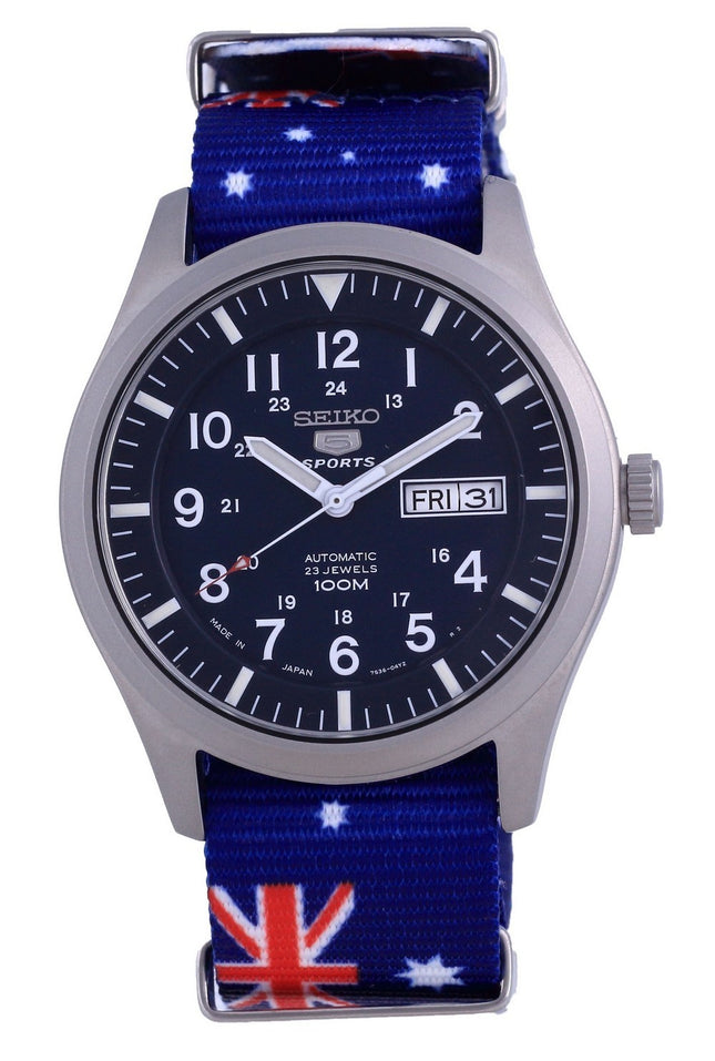 Orologio da uomo automatico Seiko 5 Sports in poliestere SNZG11J1-var-NATO30 100M