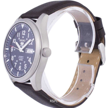 Orologio da uomo con quadrante automatico sportivo Seiko 5 SNZG11K1-LS11 in pelle marrone scuro