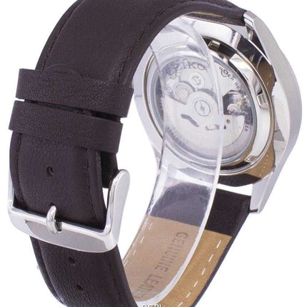 Orologio da uomo con quadrante automatico sportivo Seiko 5 SNZG11K1-LS11 in pelle marrone scuro