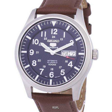 Orologio da uomo SNKG11K1-LS12 in pelle marrone con rapporto automatico sportivo Seiko 5