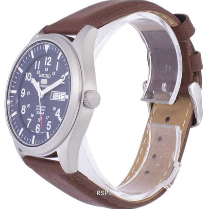 Orologio da uomo SNKG11K1-LS12 in pelle marrone con rapporto automatico sportivo Seiko 5
