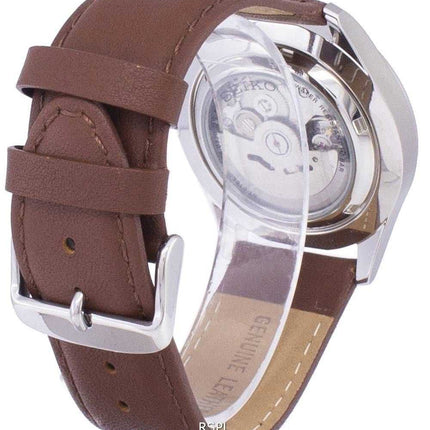 Orologio da uomo SNKG11K1-LS12 in pelle marrone con rapporto automatico sportivo Seiko 5