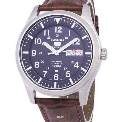 Orologio da uomo con quadrante automatico in pelle marrone Seiko 5 Sport SNZG11K1-LS7
