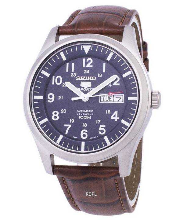 Orologio da uomo con quadrante automatico in pelle marrone Seiko 5 Sport SNZG11K1-LS7