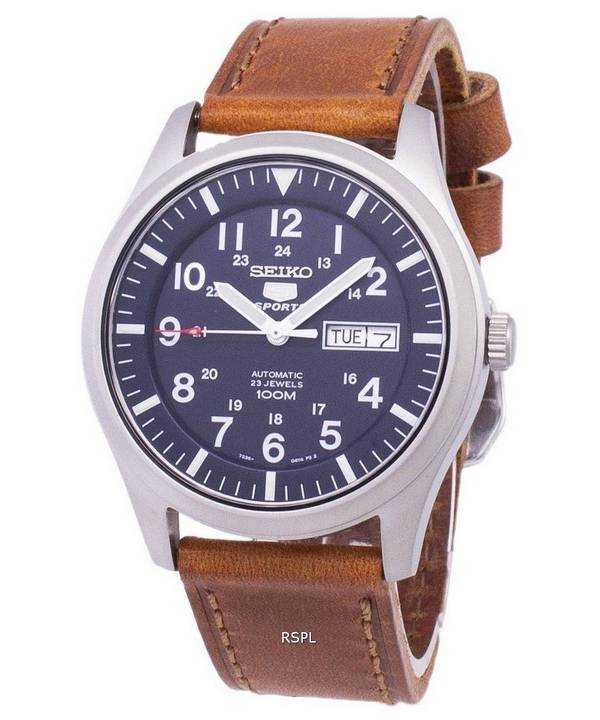 Orologio da uomo SNKG11K1-LS9 in pelle marrone con rapporto automatico sportivo Seiko 5