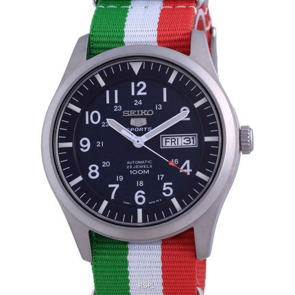 Orologio da uomo automatico Seiko 5 Sports in poliestere SNZG11K1-var-NATO23 100M