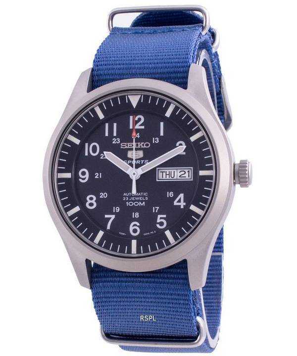 Orologio da uomo automatico Seiko 5 con quadrante blu SNZG11K1-var-NATO8 100M