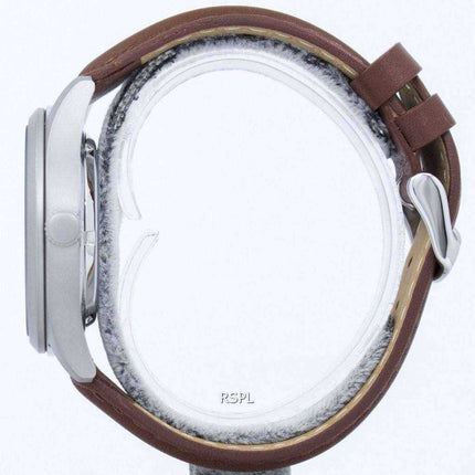 Orologio da uomo automatico in pelle marrone con quadrante in pelle con quadrante marrone giapponese, seiko 5, SNZG15J1-LS12