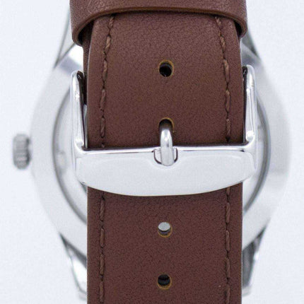 Orologio da uomo automatico in pelle marrone con quadrante in pelle con quadrante marrone giapponese, seiko 5, SNZG15J1-LS12