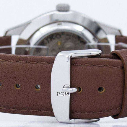 Orologio da uomo automatico in pelle marrone con quadrante in pelle con quadrante marrone giapponese, seiko 5, SNZG15J1-LS12