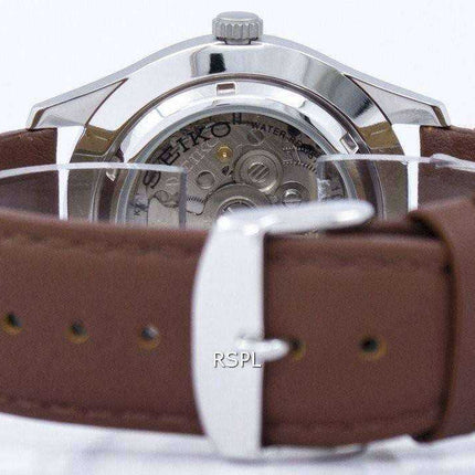 Orologio da uomo automatico in pelle marrone con quadrante in pelle con quadrante marrone giapponese, seiko 5, SNZG15J1-LS12