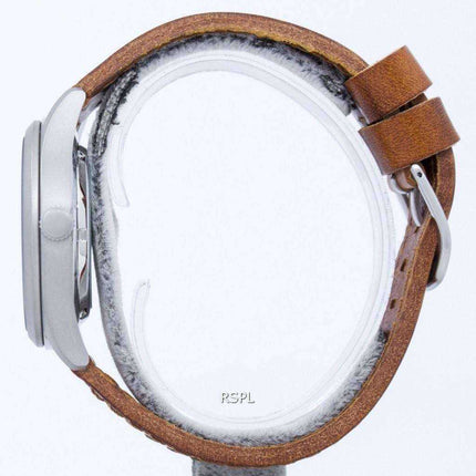 Orologio da uomo automatico in pelle marrone con quadrante in pelle con quadrante marrone giapponese, seiko 5, SNZG15J1-LS9
