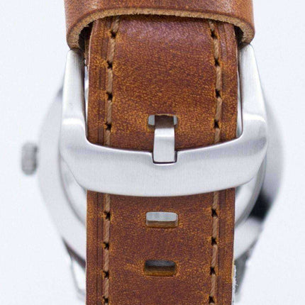 Orologio da uomo automatico in pelle marrone con quadrante in pelle con quadrante marrone giapponese, seiko 5, SNZG15J1-LS9