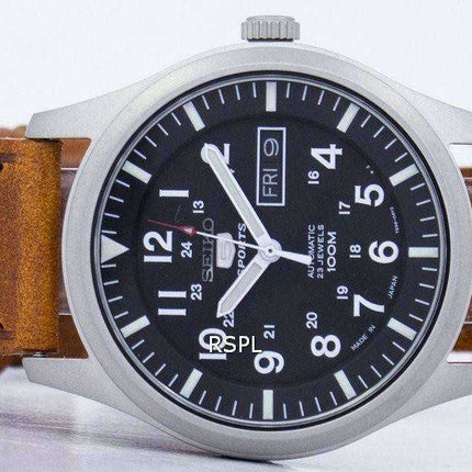 Orologio da uomo automatico in pelle marrone con quadrante in pelle con quadrante marrone giapponese, seiko 5, SNZG15J1-LS9