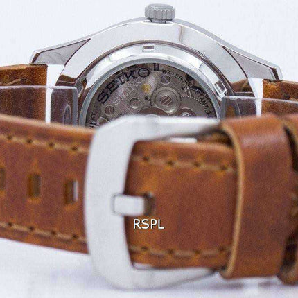 Orologio da uomo automatico in pelle marrone con quadrante in pelle con quadrante marrone giapponese, seiko 5, SNZG15J1-LS9