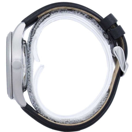 Orologio da uomo automatico in pelle con quadrante nero, marca giapponese SNZG15J1-LS10, seiko 5 sport