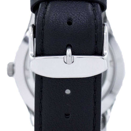 Orologio da uomo automatico in pelle con quadrante nero, marca giapponese SNZG15J1-LS10, seiko 5 sport