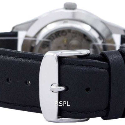 Orologio da uomo automatico in pelle con quadrante nero, marca giapponese SNZG15J1-LS10, seiko 5 sport