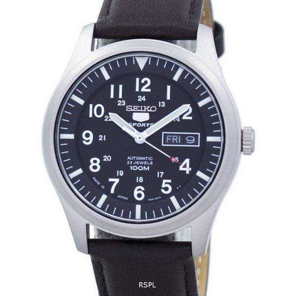 Orologio da uomo automatico in pelle marrone scuro SNZG15J1-LS11 di Seiko 5 Sports