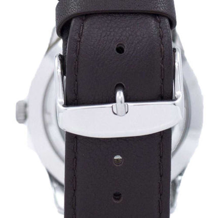 Orologio da uomo automatico in pelle marrone scuro SNZG15J1-LS11 di Seiko 5 Sports