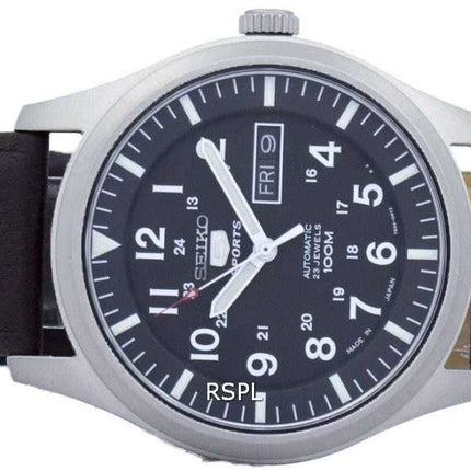 Orologio da uomo automatico in pelle marrone scuro SNZG15J1-LS11 di Seiko 5 Sports