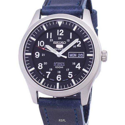 Seiko 5 Sports SNZG15J1-LS13 Orologio da uomo con cinturino in pelle color blu scuro